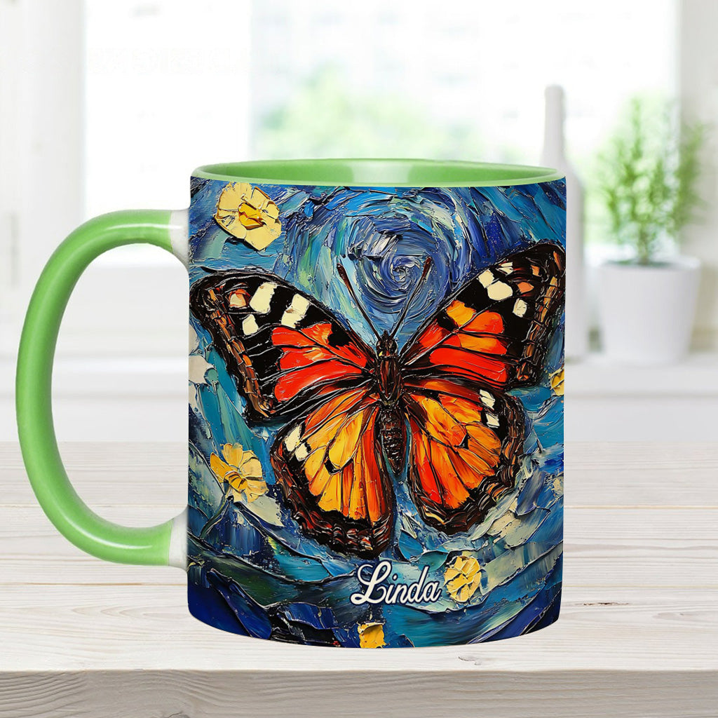 Verträumter Schmetterling – Personalisierte Tasse mit Schmetterlingsmotiv
