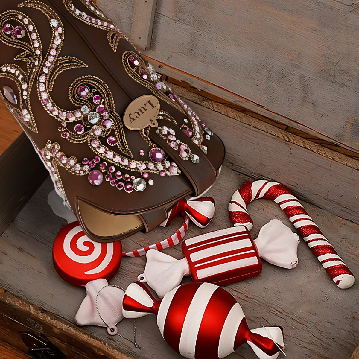 Howdy Chrismas - Personalized Cowgirl Shaped Christmas Stocking