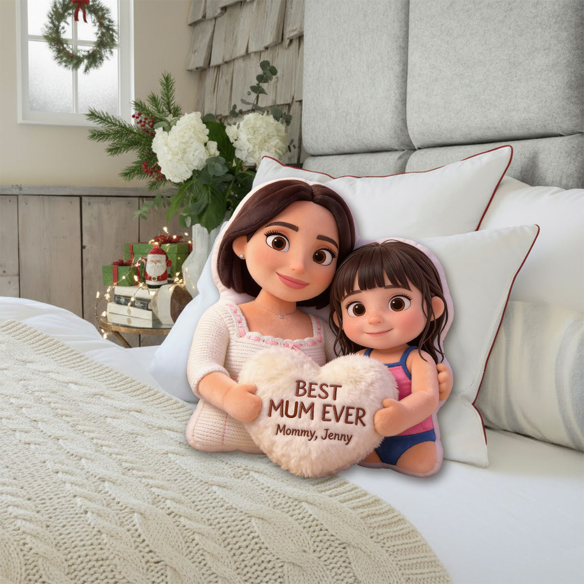 Beste Mama aller Zeiten – Personalisiertes Mutterkissen aus Kunstfell