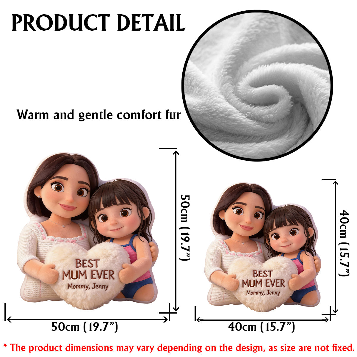 Beste Mama aller Zeiten – Personalisiertes Mutterkissen aus Kunstfell