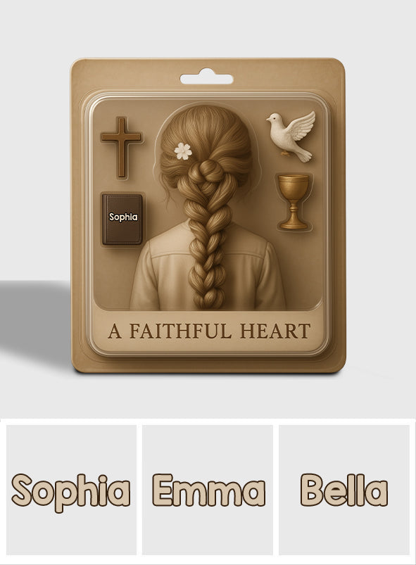 Ein treues Herz – Personalisierte christliche Acrylplakette in individueller Form