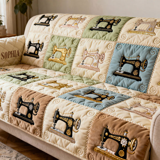 Love Sewing - Personalized Sewing Quilted Sofa/Couch Cover