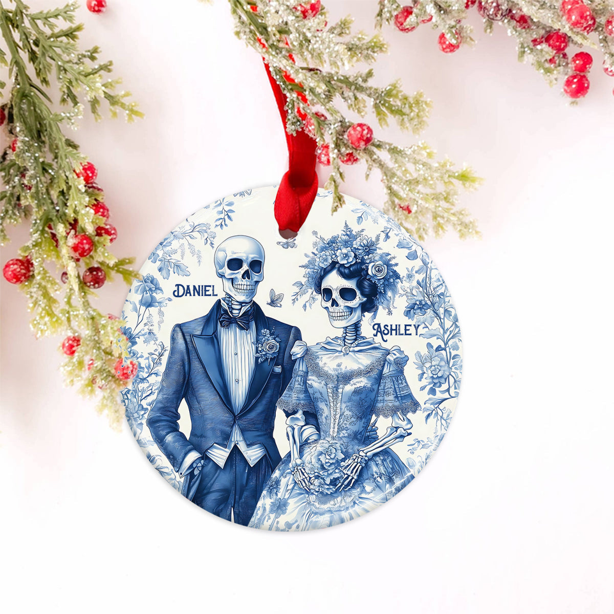 Until Death Do Us Part - Personalized Couple Ceramic Circle Ornament