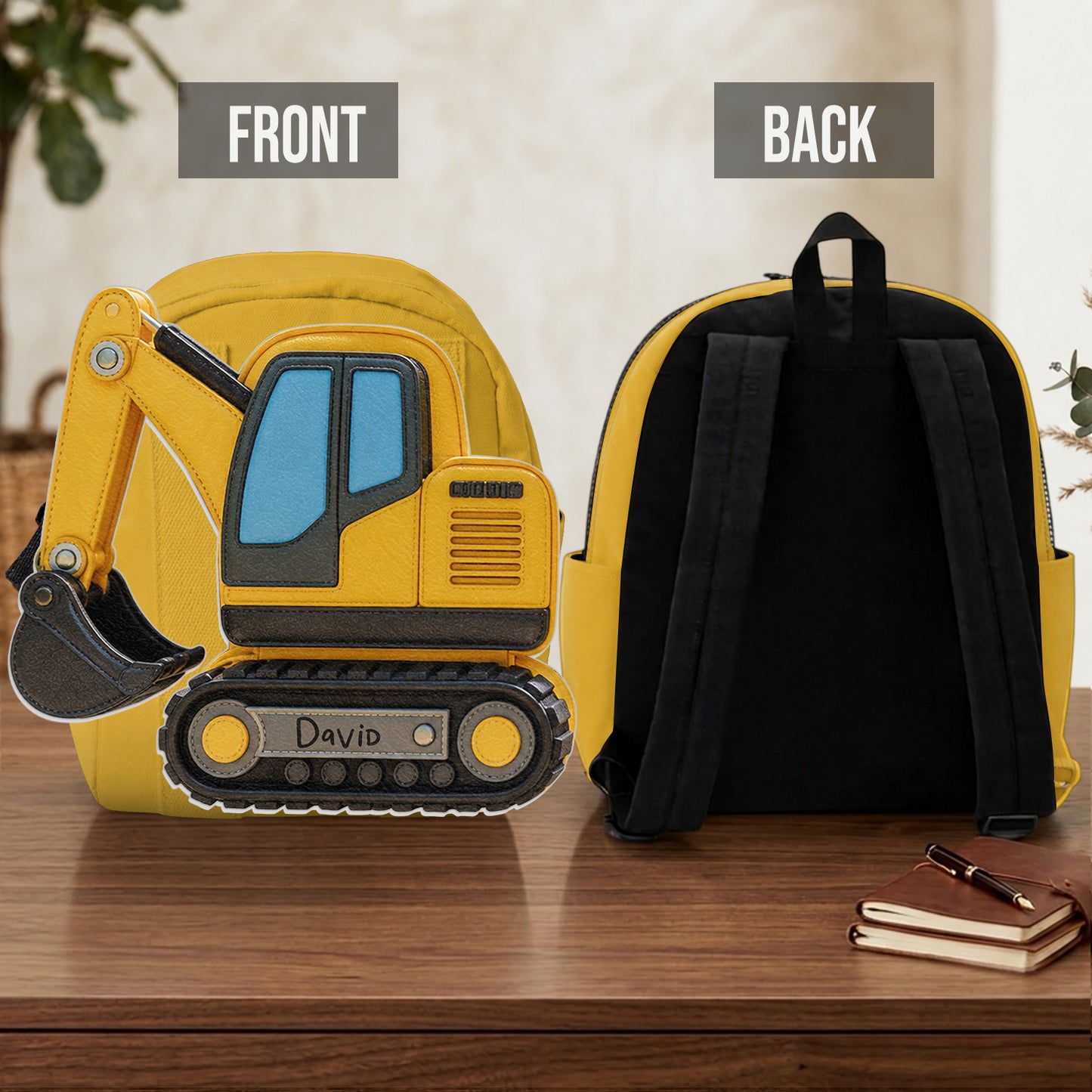 Kids Love Excavator, Unicorn, Capybara, Dinosaur - Personalized Kid Changeable Leather Patch Backpack