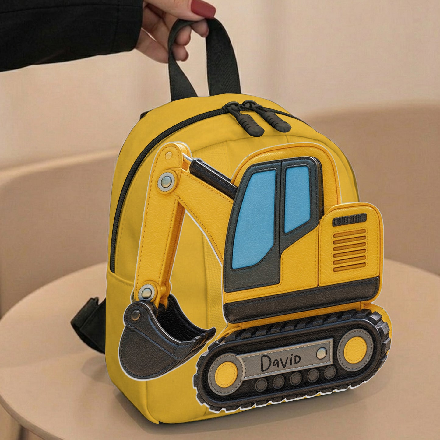Kids Love Excavator, Unicorn, Capybara, Dinosaur - Personalized Kid Changeable Leather Patch Backpack