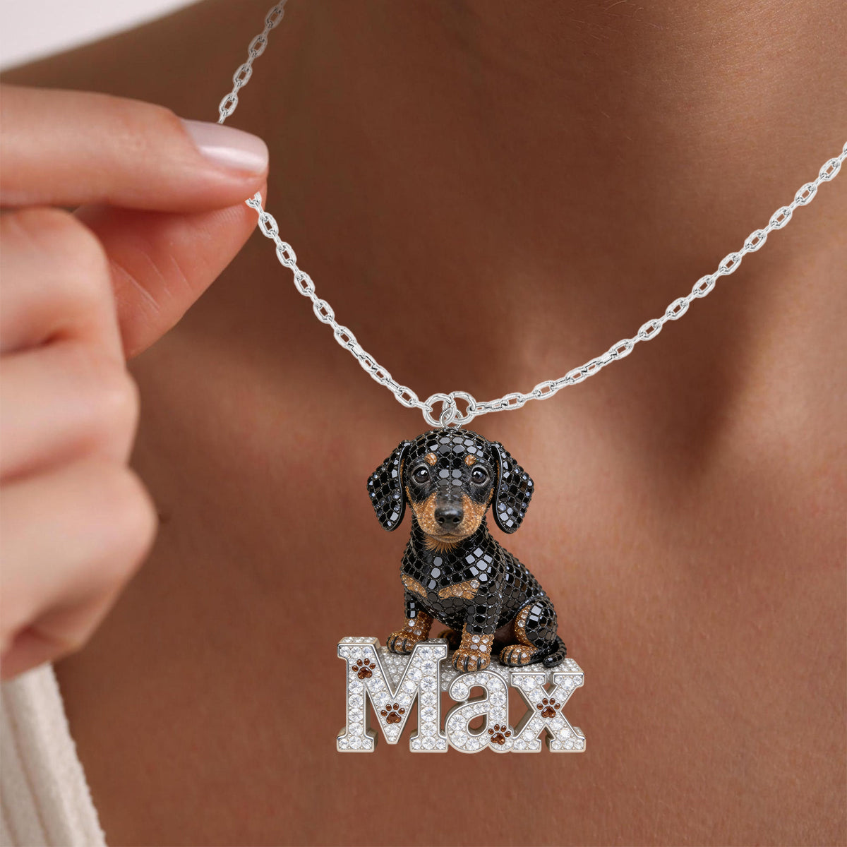 Geschenk für Tierliebhaber, Hundeliebhaber - Personalisierte Hundehalskette aus Metall