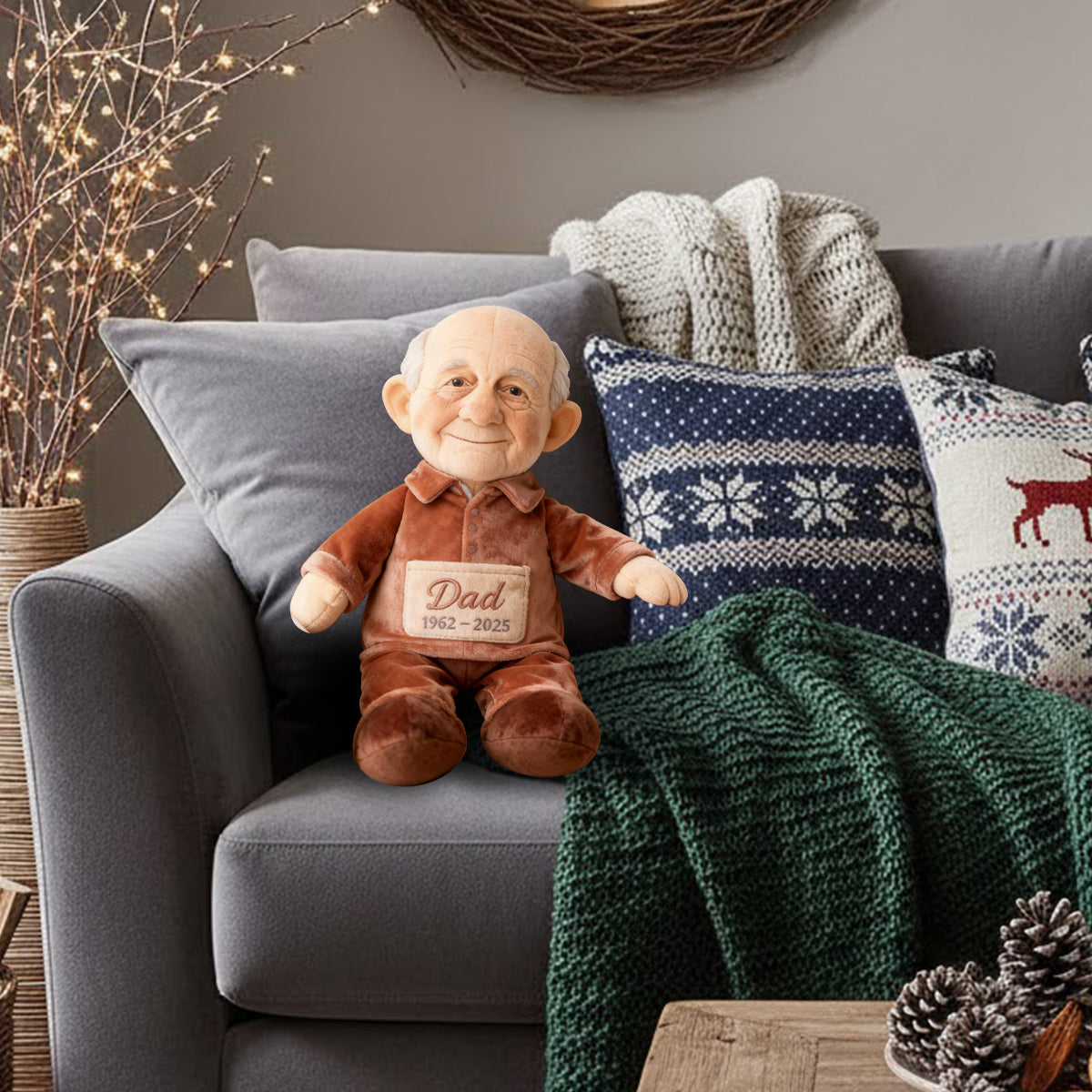 Individuell gestaltbares Erinnerungskissen aus Kunstfell nach Foto – personalisiertes Kissen in Fellform