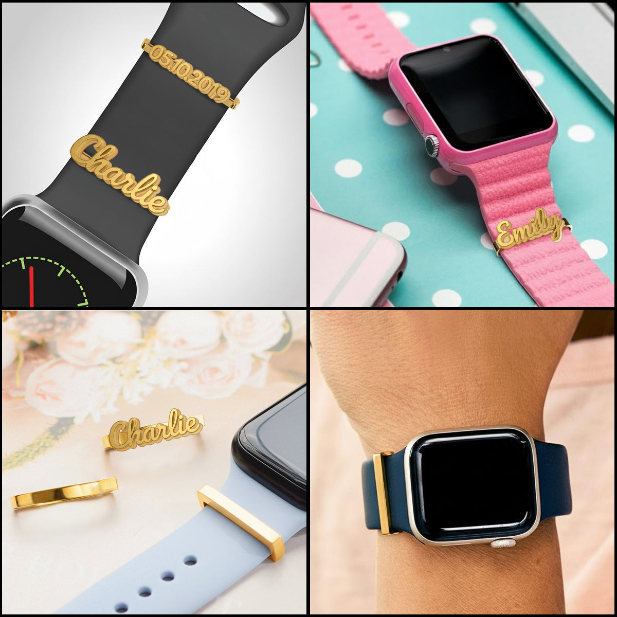 Du und ich, wir schaffen das – Personalisierte Partner-Damenarmbanduhr mit Anhängern