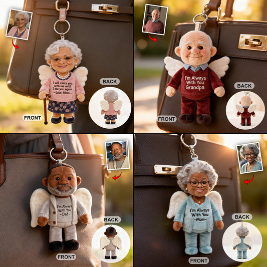 Immer bei Ihnen - Personalisierter Erinnerungs-Plüsch-Schlüsselanhänger