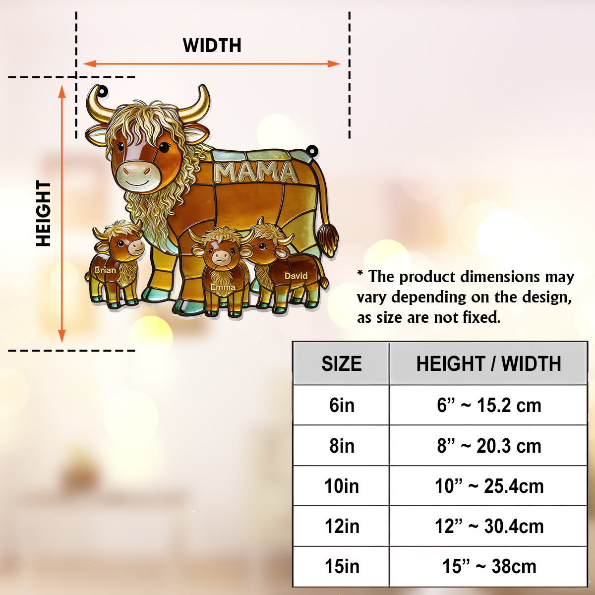 Mama Cow Gift For Mom Grandma - Personalized Mother Window Hanging Suncatcher Ornament