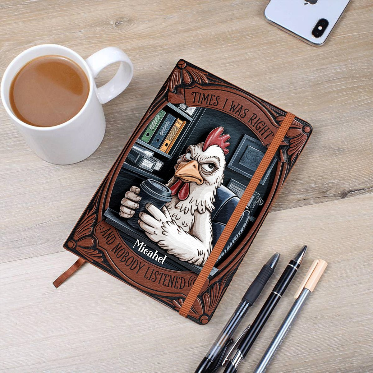 Zeiten, in denen ich Recht hatte und niemand zuhörte – Personalisiertes Lederjournal für Kollegen