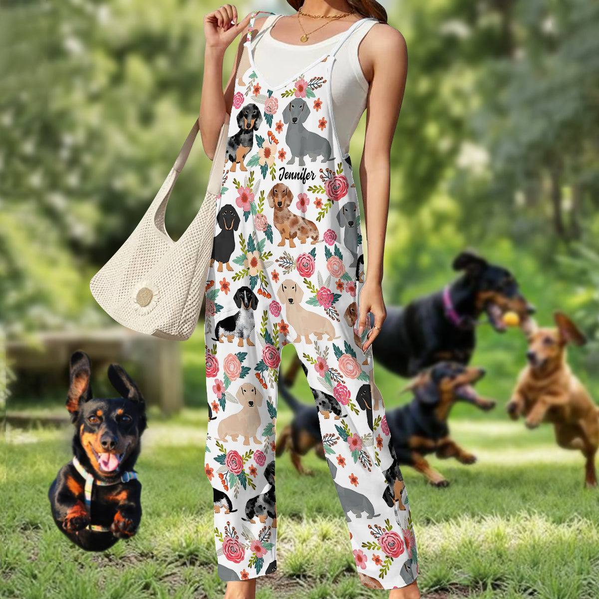 Niedliche Dackel – personalisierte Dackel-Overalls/Strampler in lockerer Passform