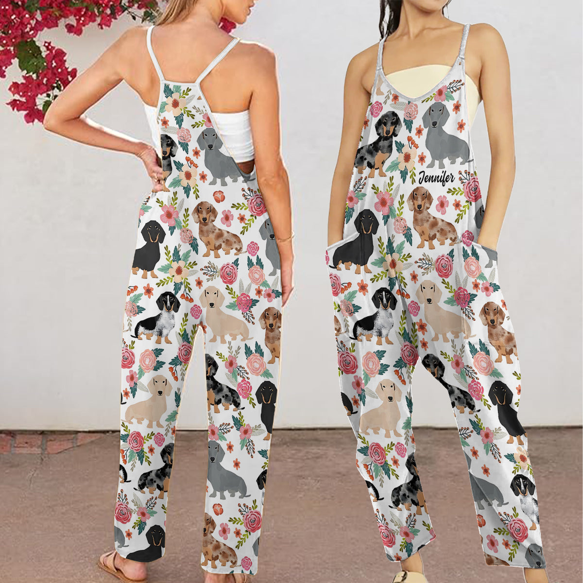 Niedliche Dackel – personalisierte Dackel-Overalls/Strampler in lockerer Passform