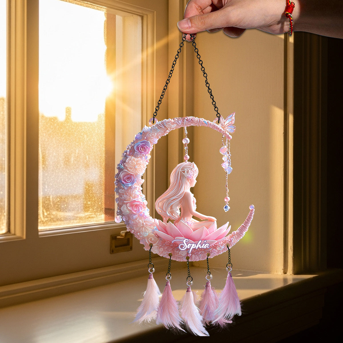 Yoga Lover - Personalized Yoga Window Hanging Suncatcher With Custom Charms