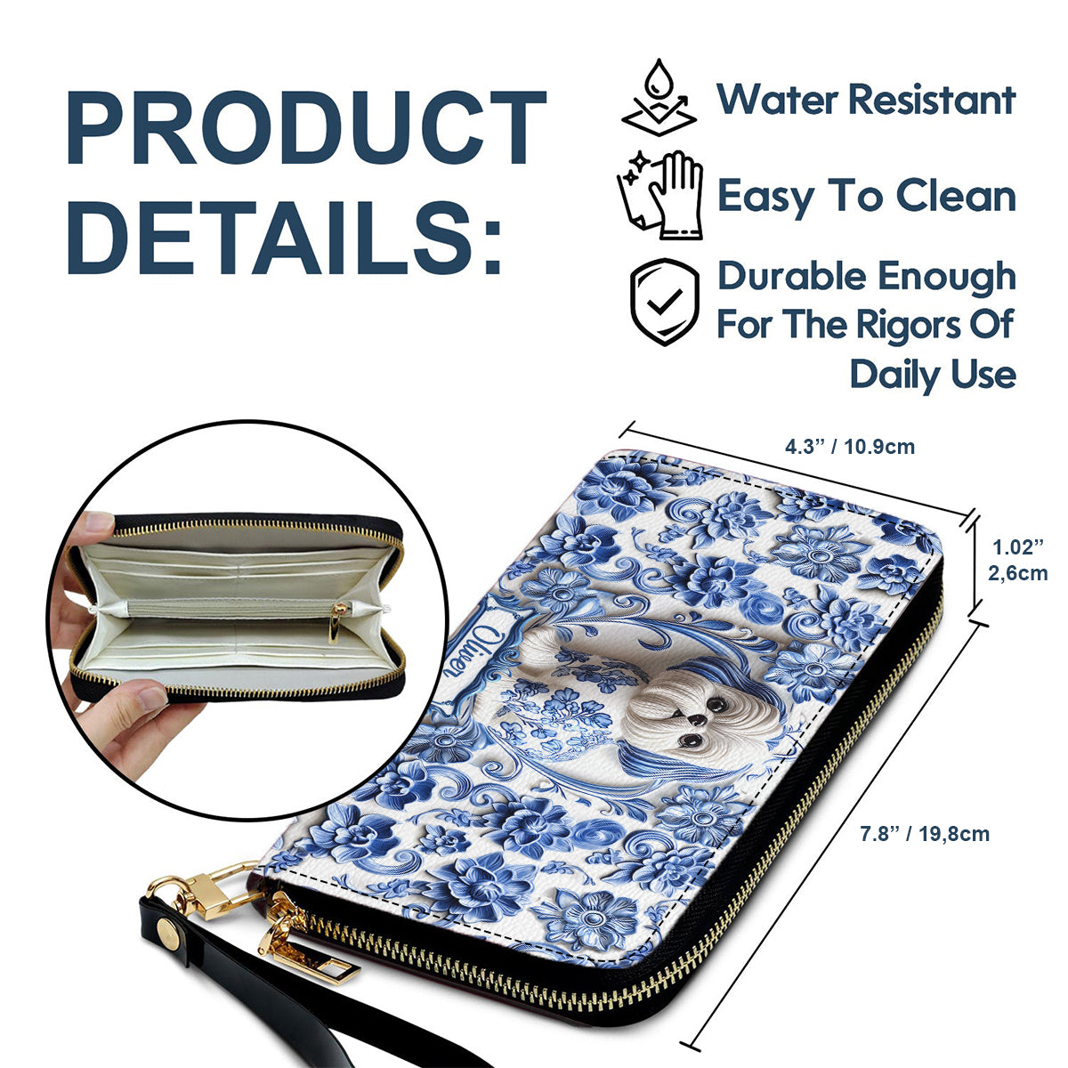 Niedlicher Shih Tzu – Personalisierte Hunde-Lederhandtasche & Ledergeldbörse