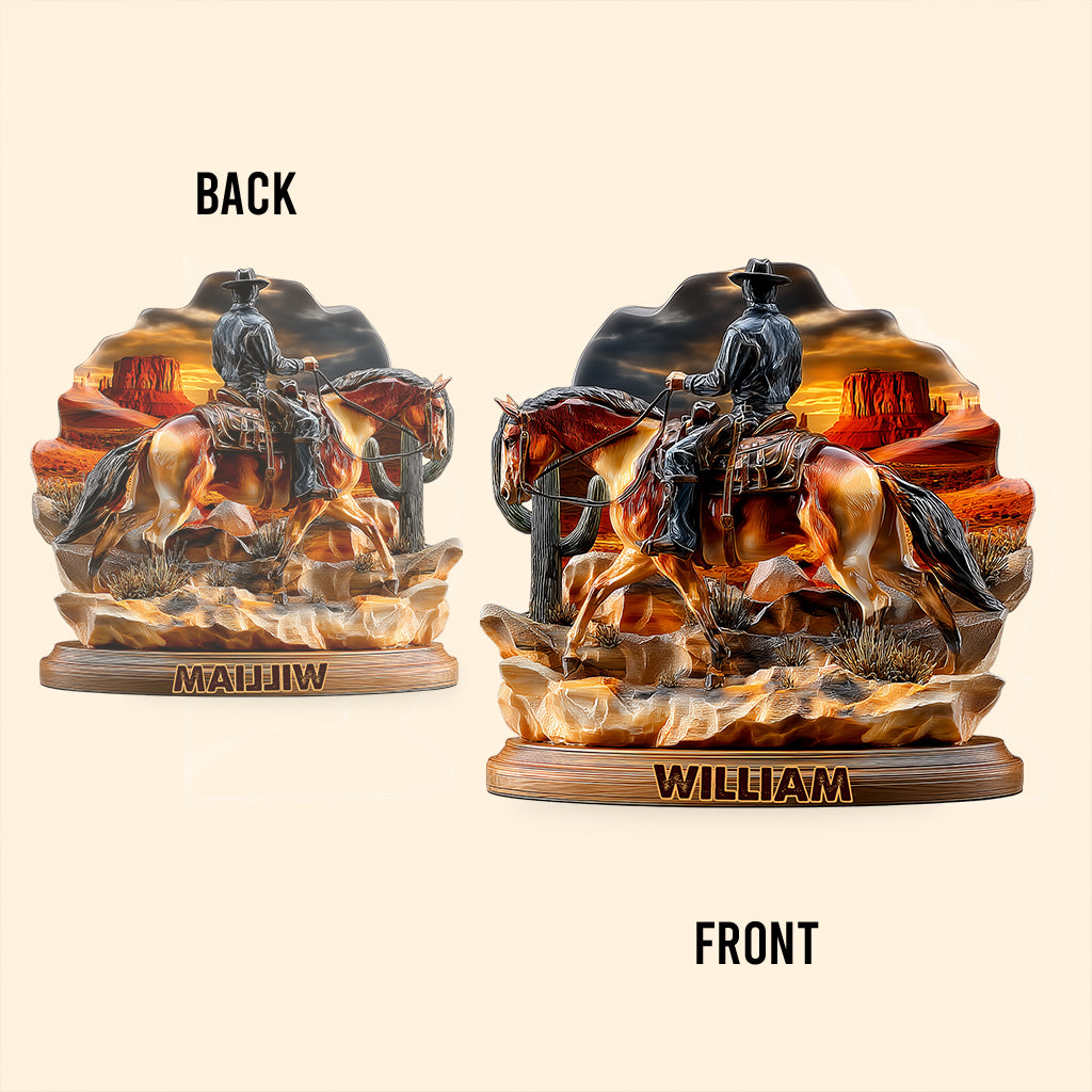 Wilder Cowboy – Personalisierte Acrylplakette in Cowboyform