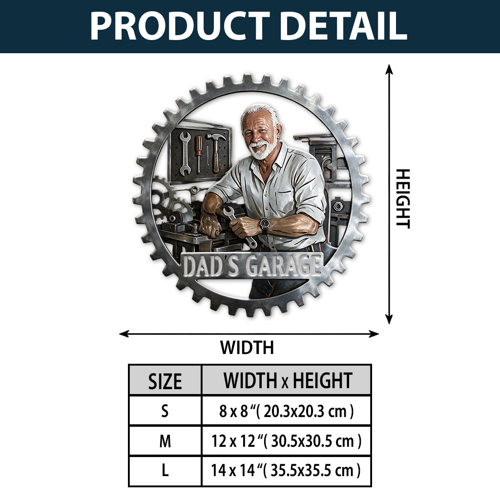 Gear Frame Garage Decor Sign - Personalized Garage 3D Printed Cut Metal Sign