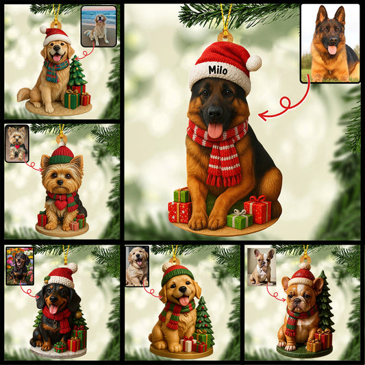 Weihnachtsschmuck mit Hund – Personalisierte, individuell gestaltete 3D-Minifigur eines Hundes