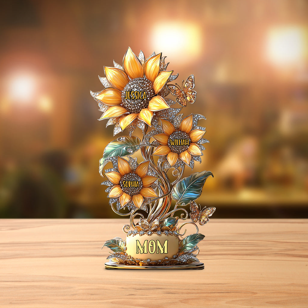 Mein Sonnenblumengarten-Geschenk für Mama, Oma – personalisierte Acrylplakette in individueller Form für die Mutter