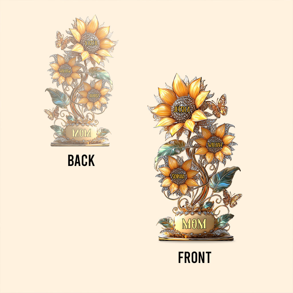 Mein Sonnenblumengarten-Geschenk für Mama, Oma – personalisierte Acrylplakette in individueller Form für die Mutter