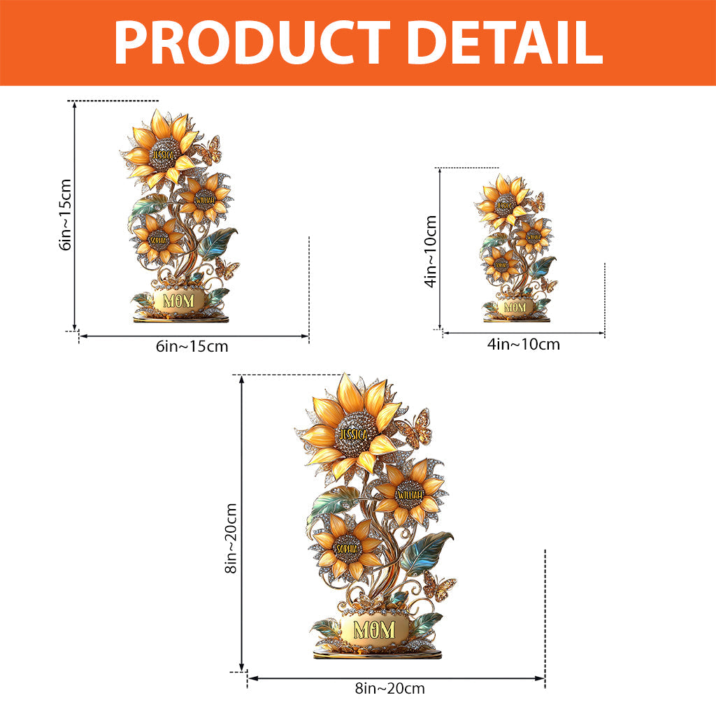 Mein Sonnenblumengarten-Geschenk für Mama, Oma – personalisierte Acrylplakette in individueller Form für die Mutter