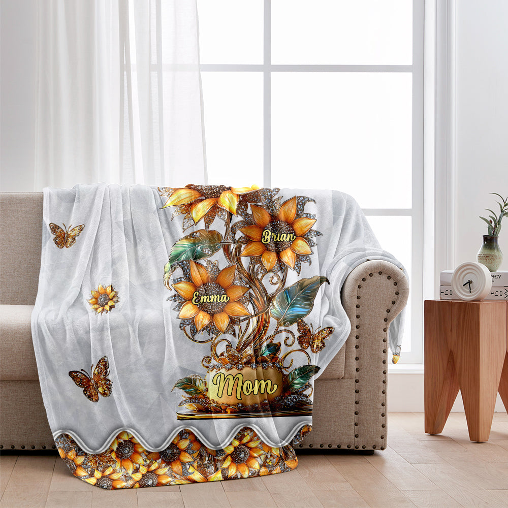 Mein Sonnenblumengarten-Geschenk für Mama, Oma – personalisierte Mutterdecke