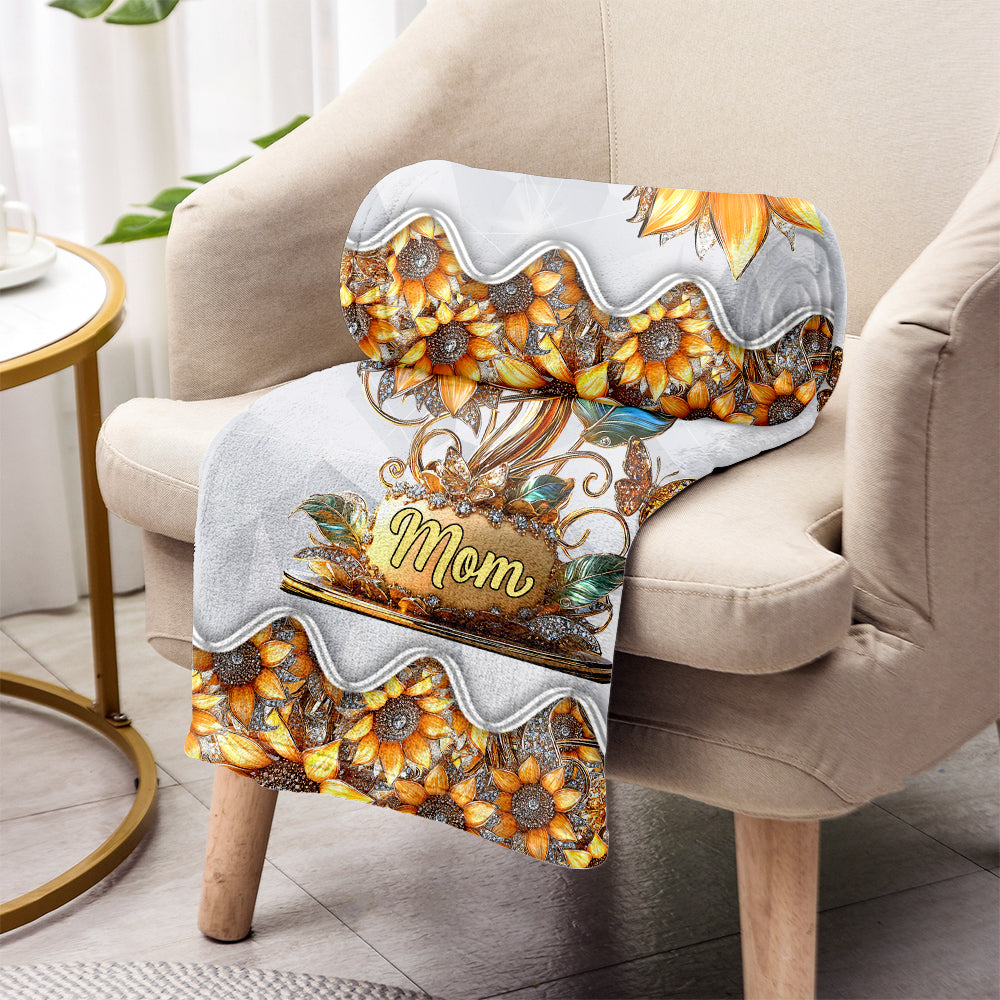 Mein Sonnenblumengarten-Geschenk für Mama, Oma – personalisierte Mutterdecke