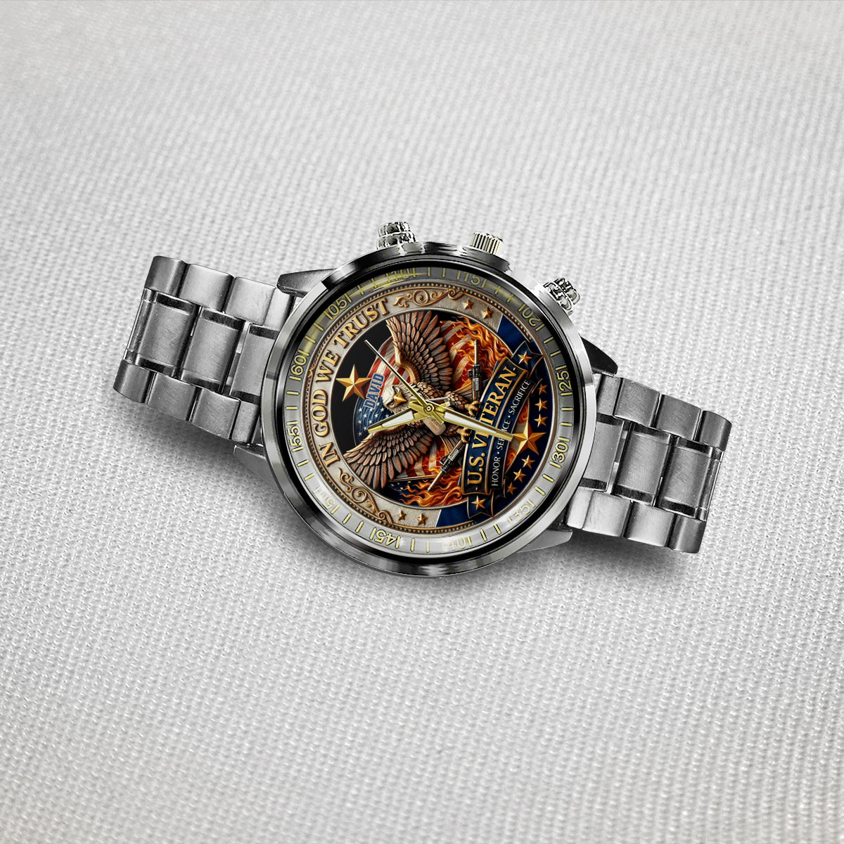 U.S. Veteran – In God We Trust | 250 Years of Freedom - Personalized Veteran Hand Watch