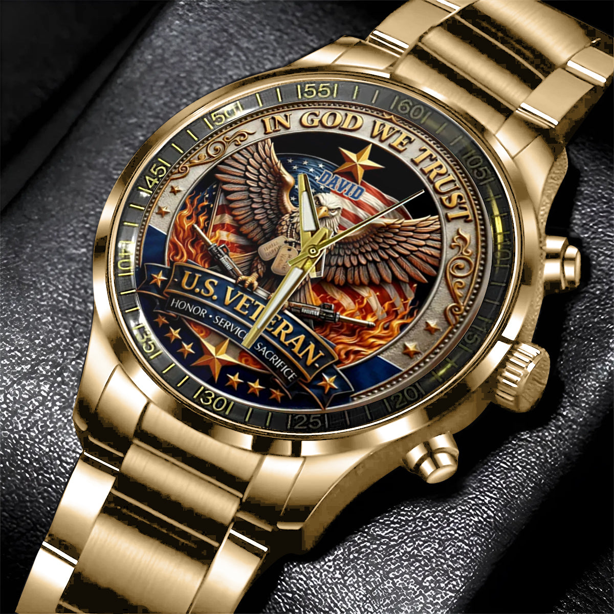 U.S. Veteran – In God We Trust | 250 Years of Freedom - Personalized Veteran Hand Watch