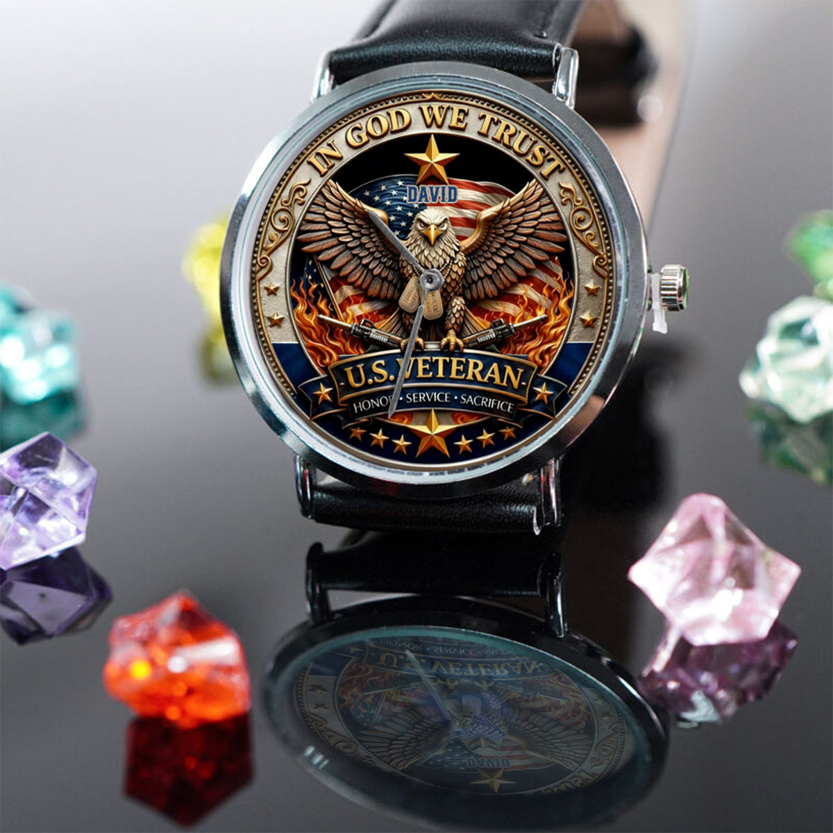 U.S. Veteran – In God We Trust | 250 Years of Freedom - Personalized Veteran Hand Watch