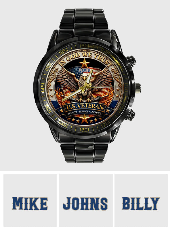 U.S. Veteran – In God We Trust | 250 Years of Freedom - Personalized Veteran Hand Watch