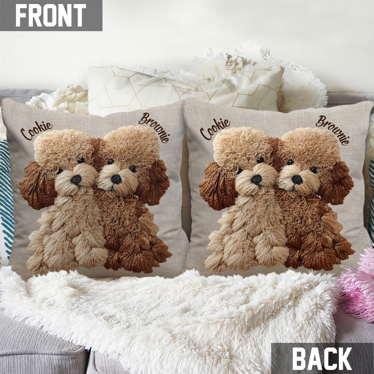 Cute Poodles - Personalized Poodles Throw Pillow