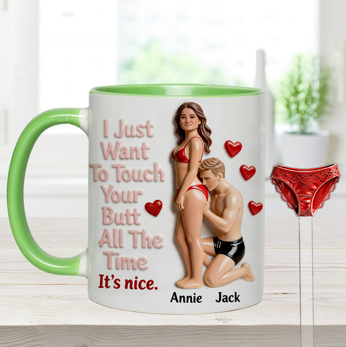 Custom From Any Photo - Personalized Spicy Couple Set Accent Mug with Acrylic Stirrers