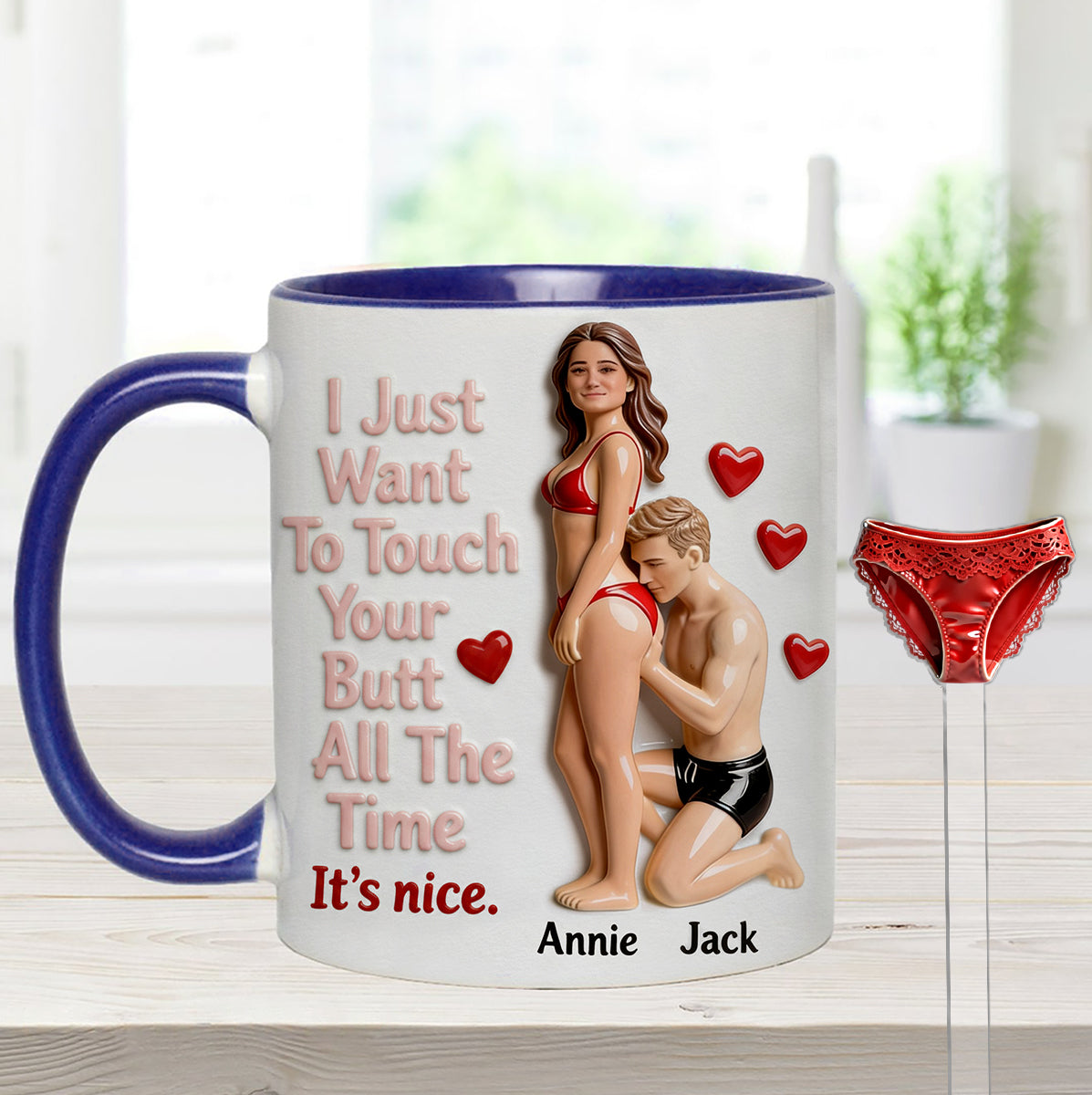 Custom From Any Photo - Personalized Spicy Couple Set Accent Mug with Acrylic Stirrers