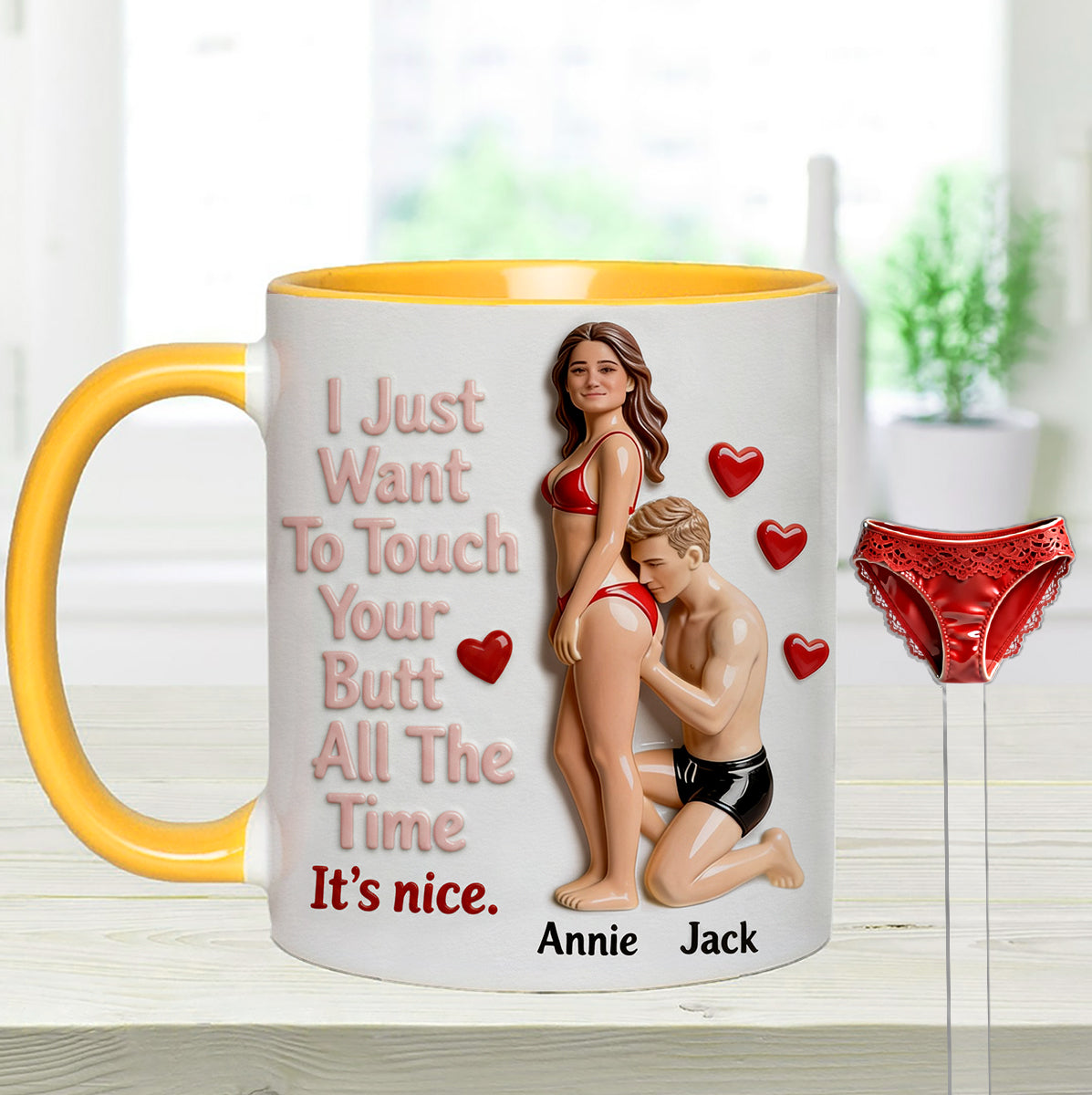 Custom From Any Photo - Personalized Spicy Couple Set Accent Mug with Acrylic Stirrers