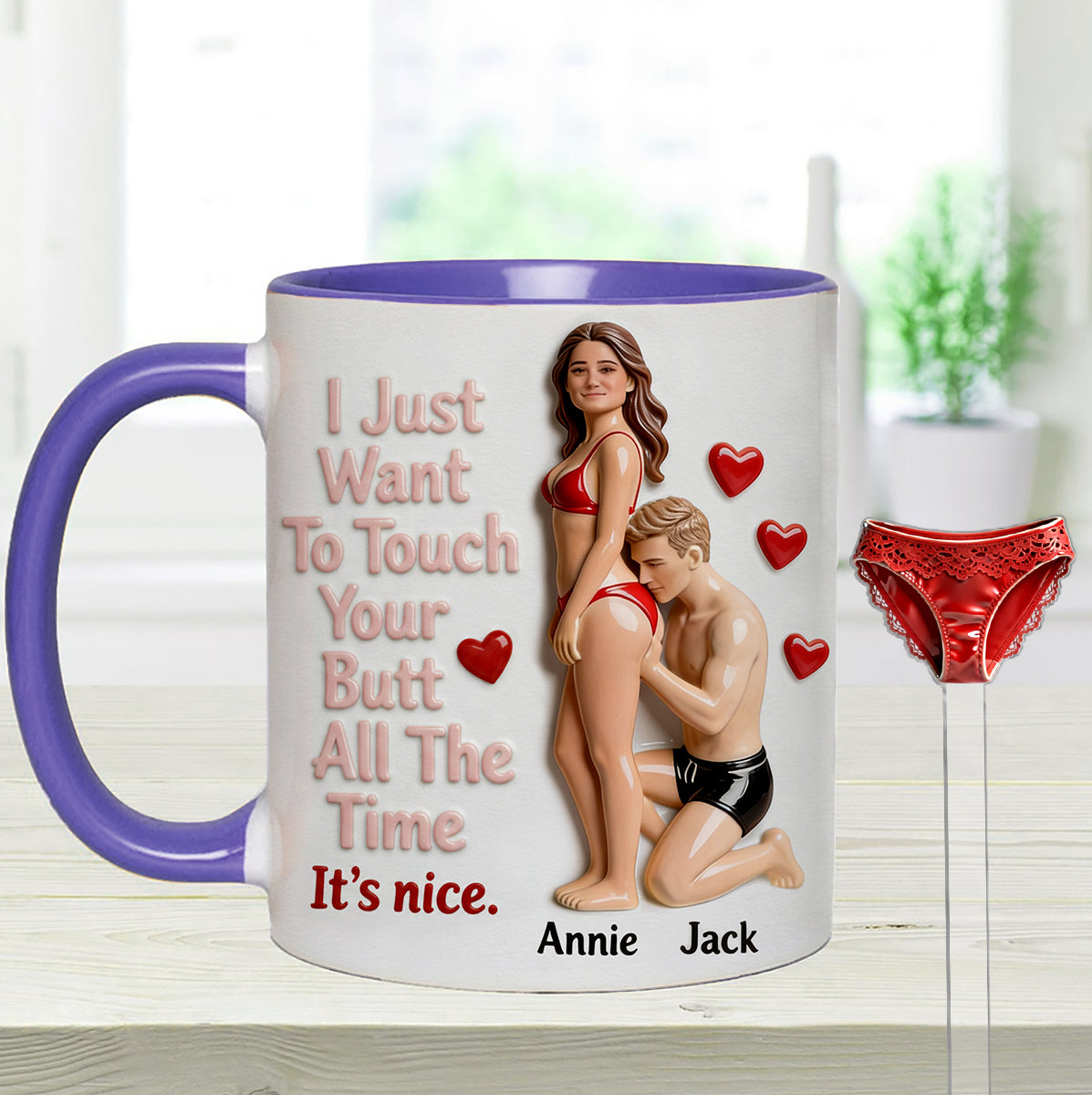 Custom From Any Photo - Personalized Spicy Couple Set Accent Mug with Acrylic Stirrers