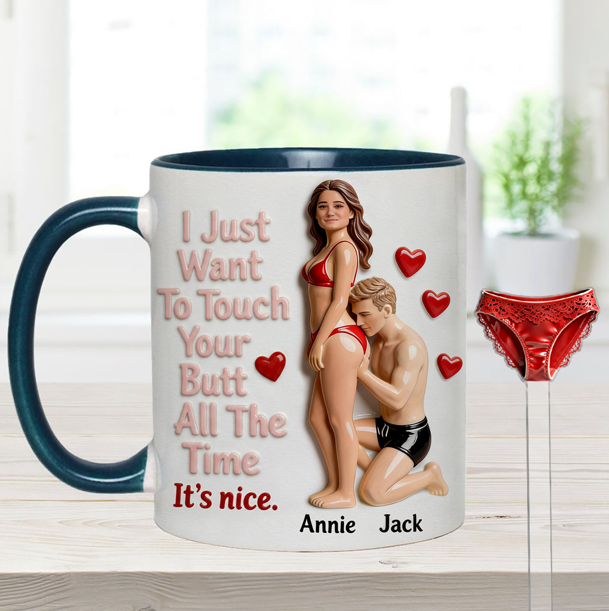 Custom From Any Photo - Personalized Spicy Couple Set Accent Mug with Acrylic Stirrers