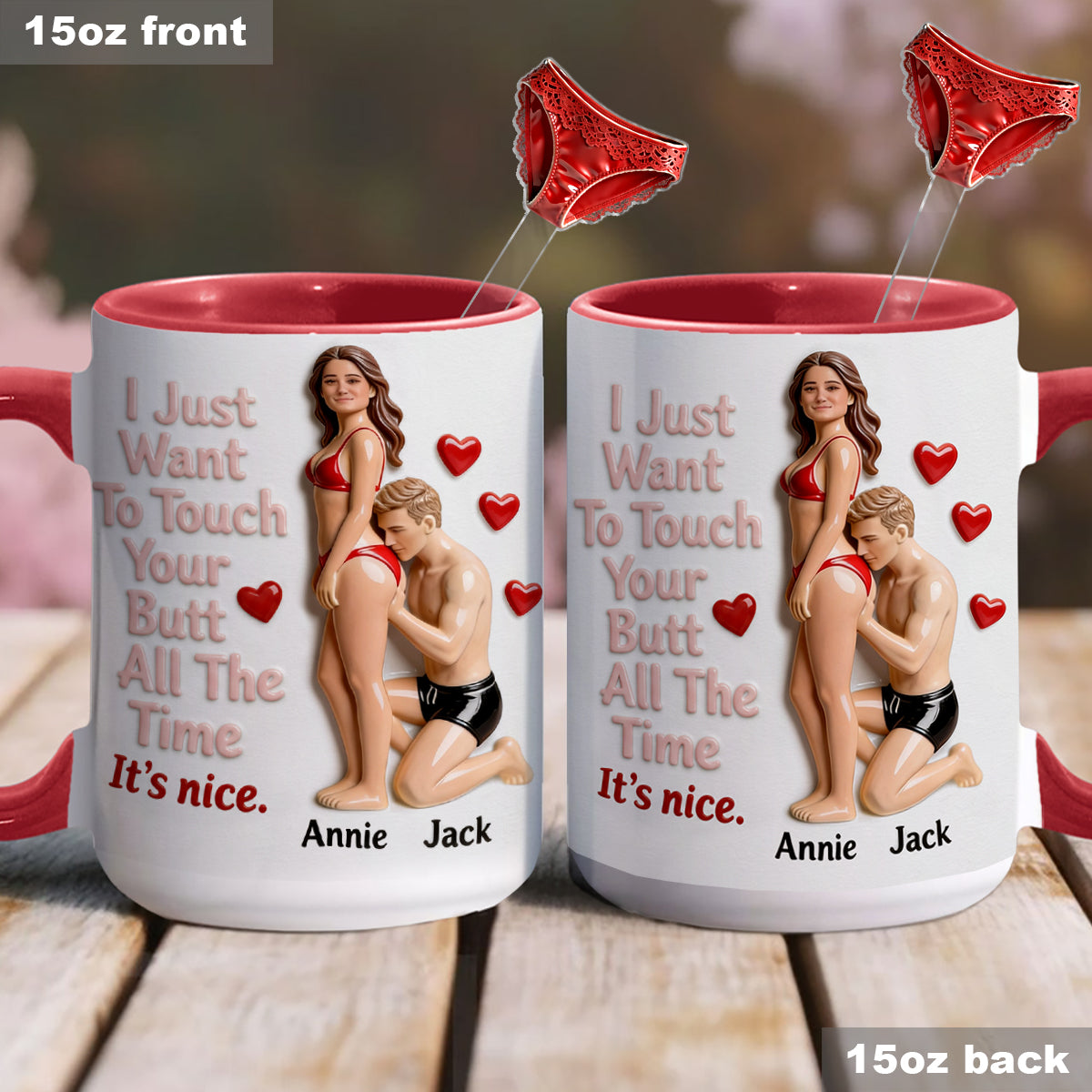 Custom From Any Photo - Personalized Spicy Couple Set Accent Mug with Acrylic Stirrers