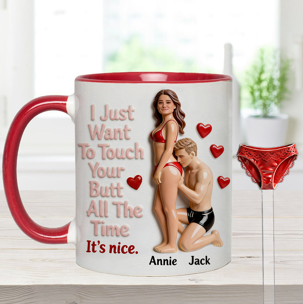 Custom From Any Photo - Personalized Spicy Couple Set Accent Mug with Acrylic Stirrers