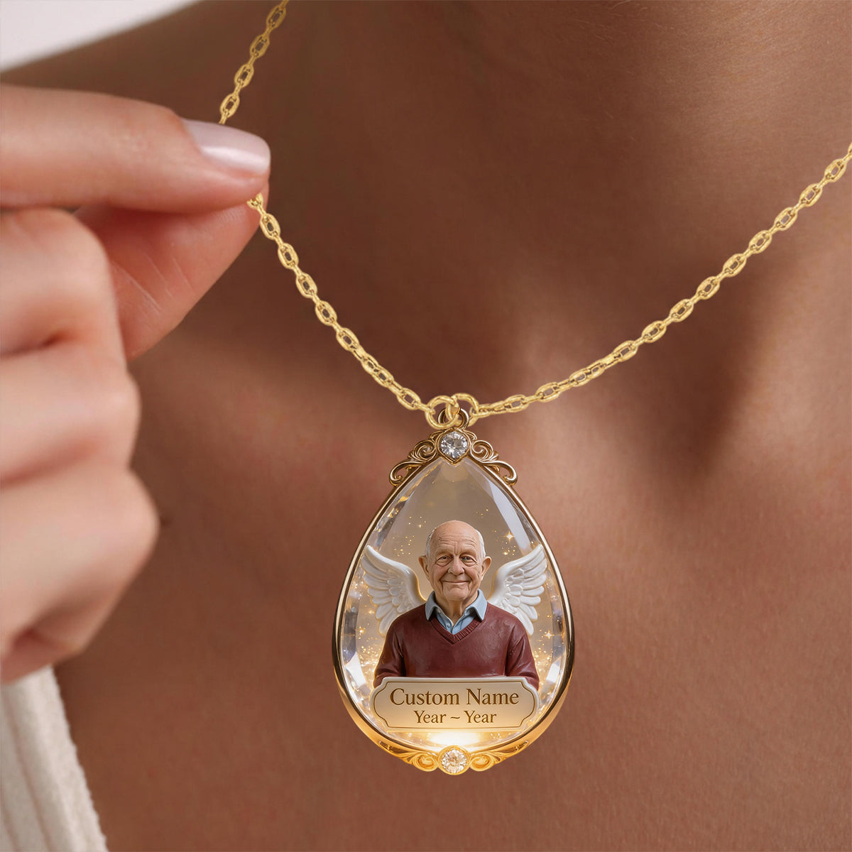 Mitfühlendes Geschenk in Form einer Träne – Personalisierte Gedenkkette mit Anhänger aus Metall
