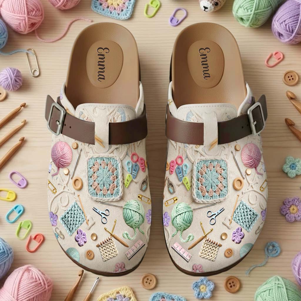 Crocheting Makes Me Happy - Personalized Crocheting Clogs With Arch Support