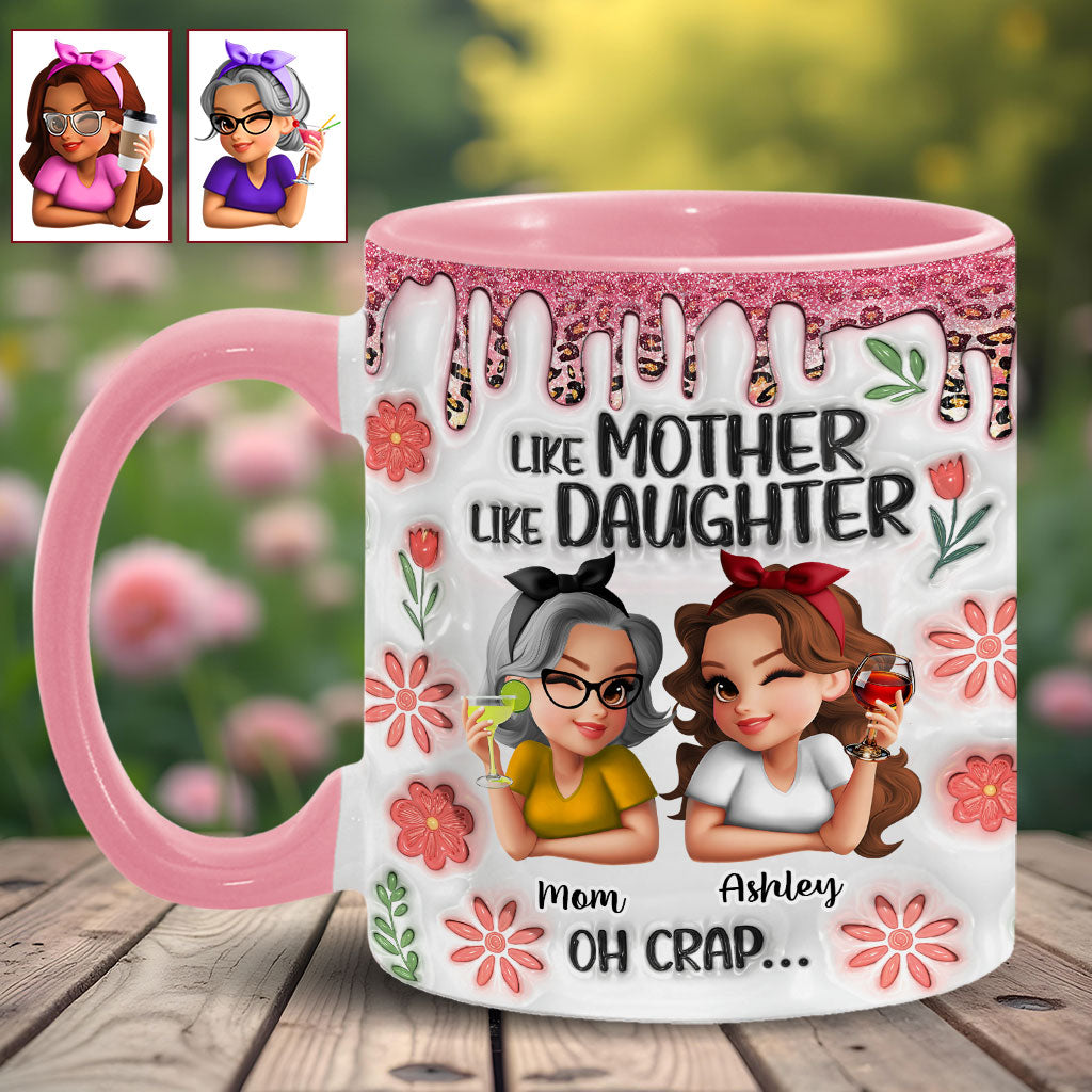Wie die Mutter, so die Tochter – Personalisierte Tasse mit Muttermotiv