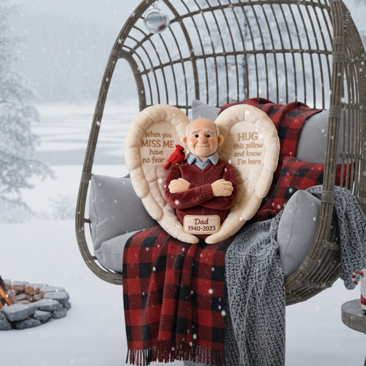 Individuell gestaltetes Kissen nach Foto – Wenn du mich vermisst – Personalisiertes Erinnerungskissen in Fellform aus Kunstfell