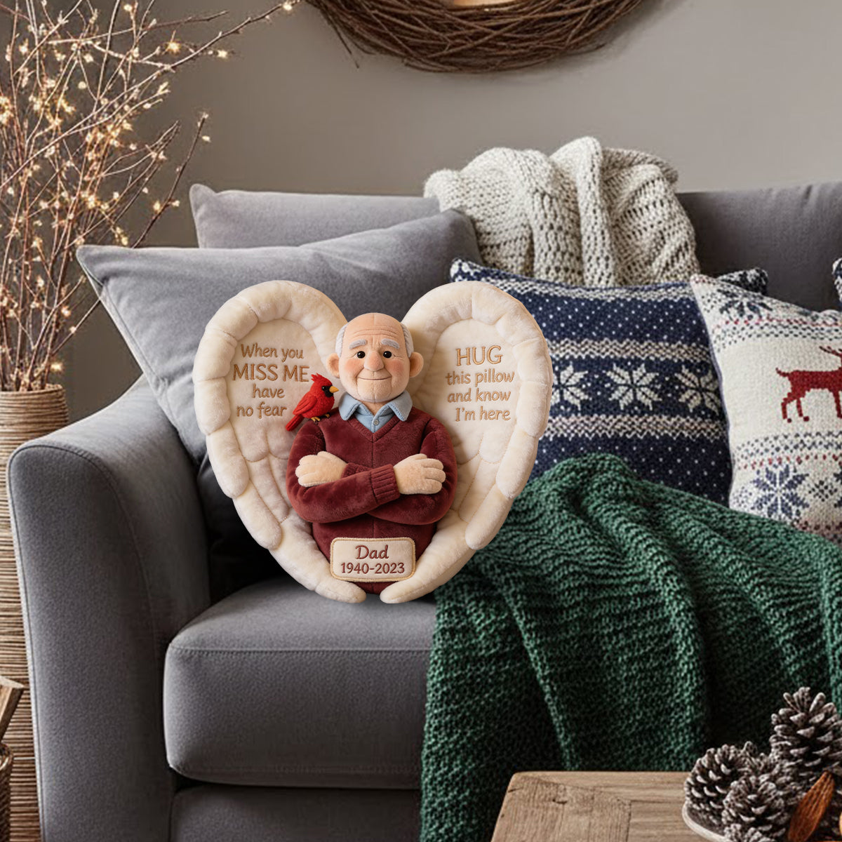 Individuell gestaltetes Kissen nach Foto – Wenn du mich vermisst – Personalisiertes Erinnerungskissen in Fellform aus Kunstfell