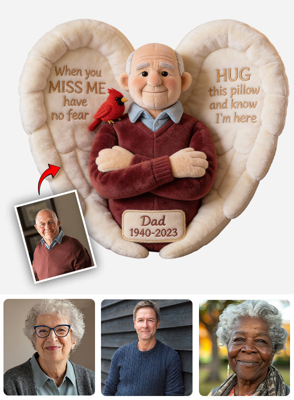 Individuell gestaltetes Kissen nach Foto – Wenn du mich vermisst – Personalisiertes Erinnerungskissen in Fellform aus Kunstfell