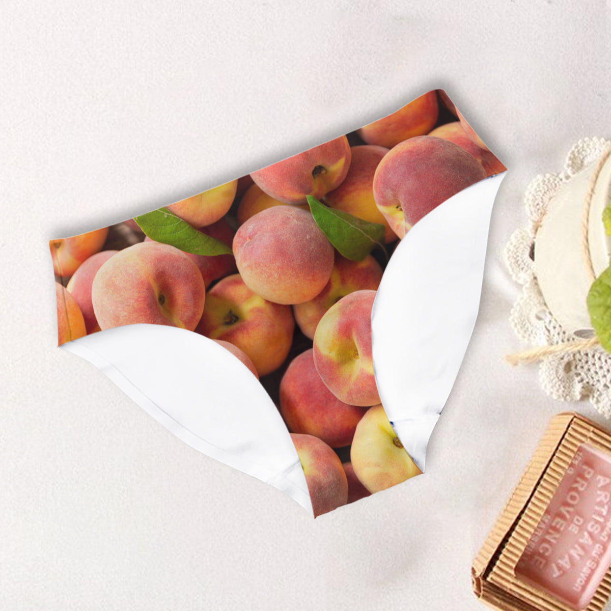 Gurken- und Pfirsich-Pärchen – Personalisierte Damen-Slips und Herren-Boxershorts