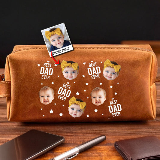Bester Papa aller Zeiten – Personalisierte Leder-Kulturtasche für Väter