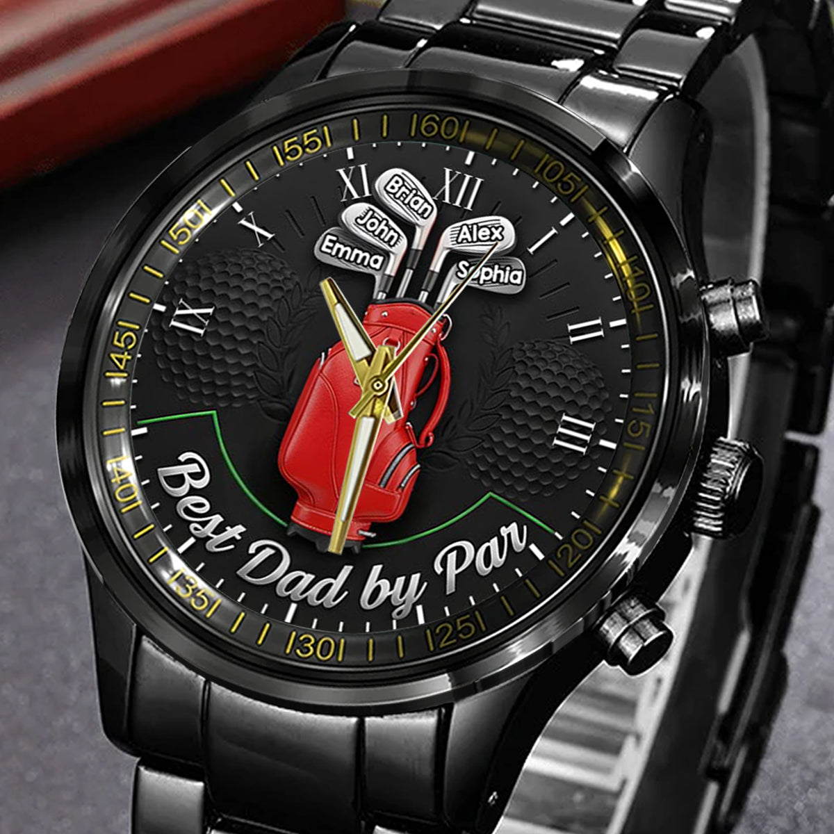 Bester Papa von Par - Personalisierte Golf-Handuhr