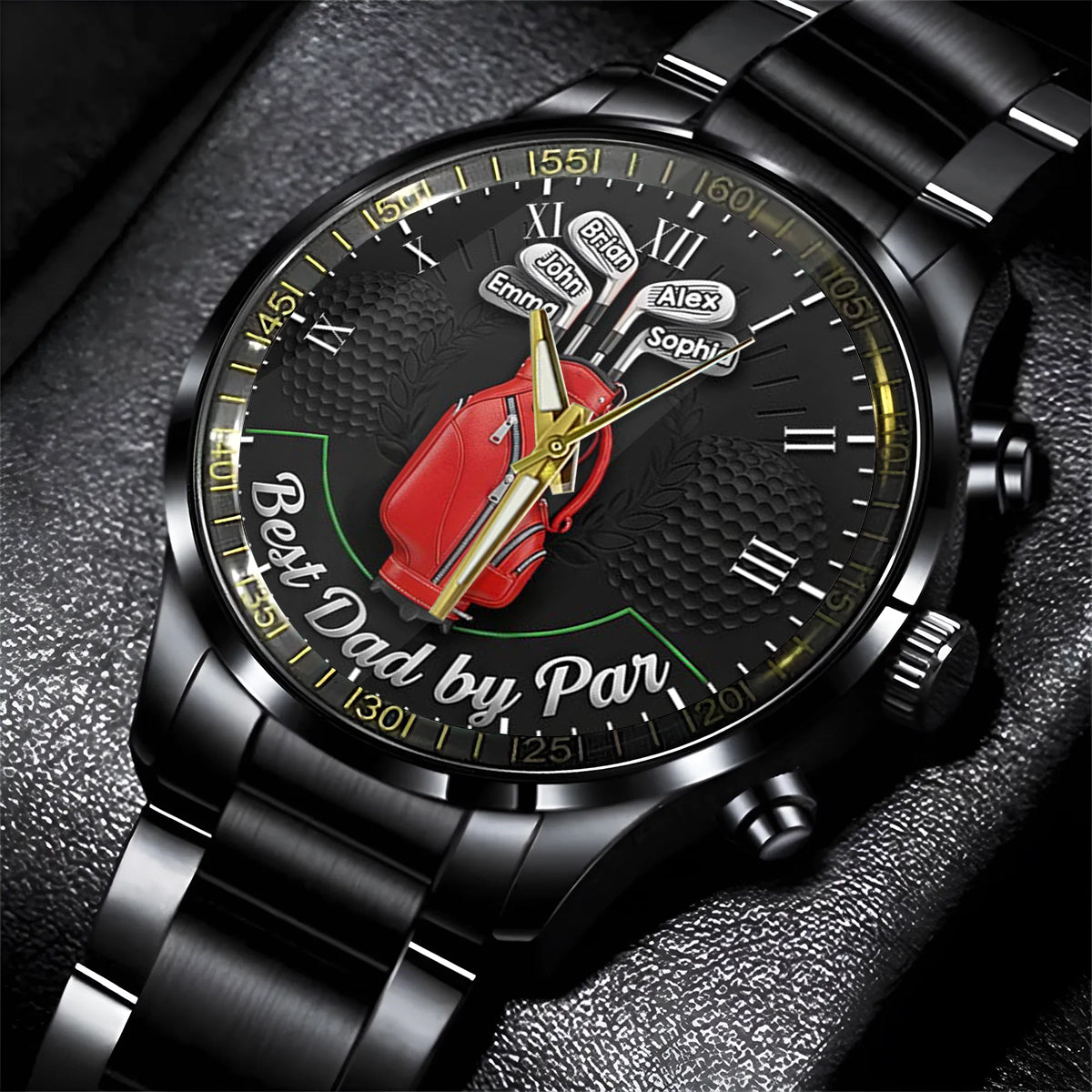 Bester Papa von Par - Personalisierte Golf-Handuhr