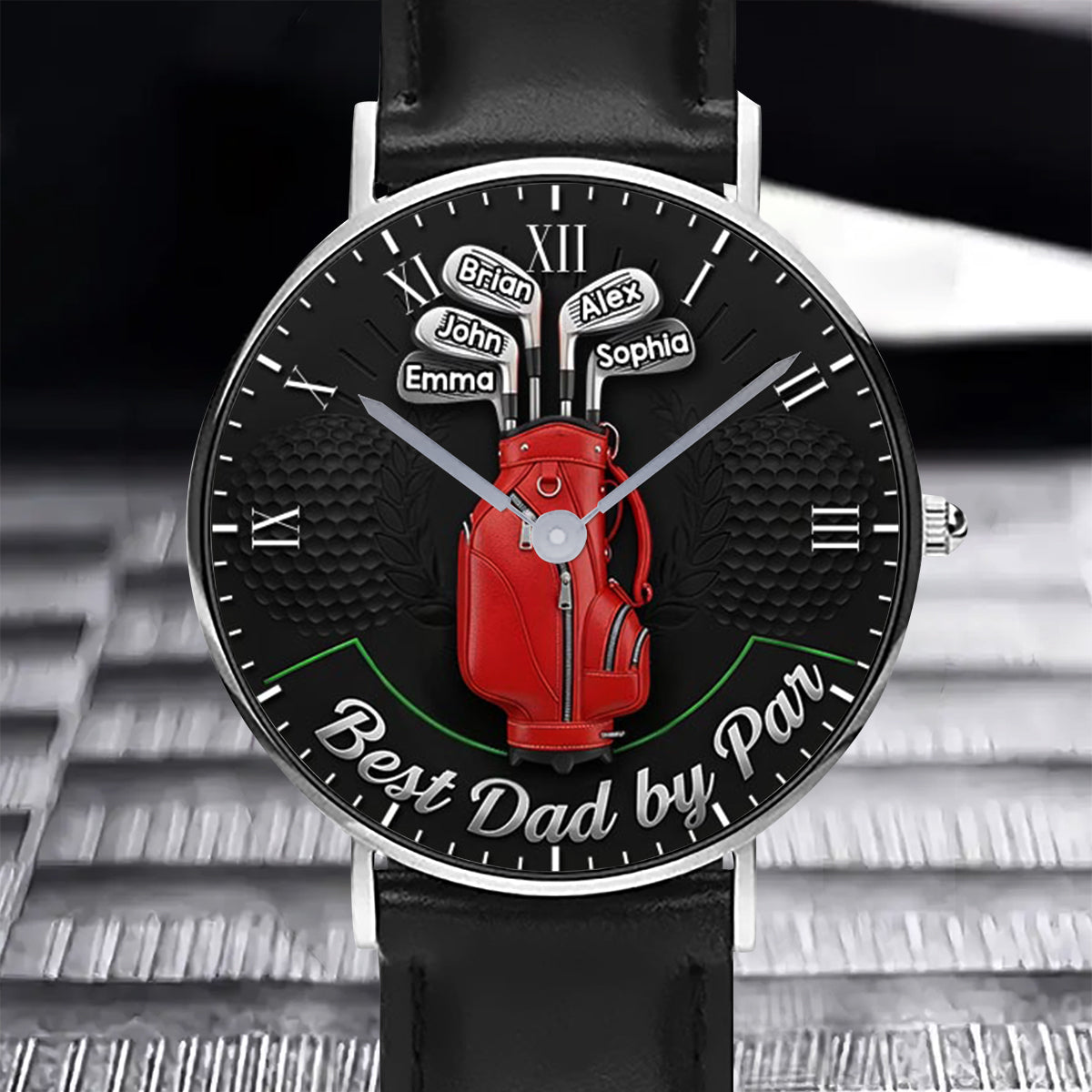 Bester Papa von Par - Personalisierte Golf-Handuhr